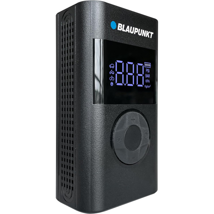 Портативний акумуляторний компресор Blaupunkt TPM 124 для накачування шин авто, велосипедів, мотоциклів і м'ячів, з функціями павербанку та ліхтарика, чорний