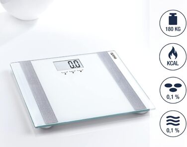 Електронна вага Exacta Deluxe для зважування людей з LCD-дисплеєм, визначенням жиру, води, м’язів і калорій