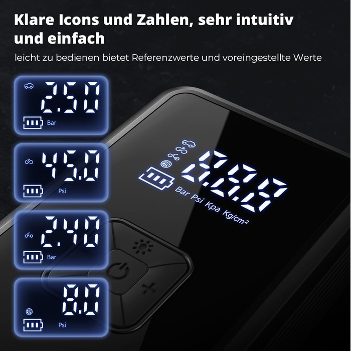 Електричний насос Oasser 150 PSI для велосипеда, авто, м'яча, кемпінгу з LED-ліхтариком