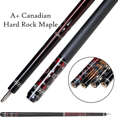 Професійний більярдний кий Moyerely з карбону, 11.8/12.5 мм, низька відхилення, з чохлом MF1-PU Wrap + подовжувач 11.8 мм