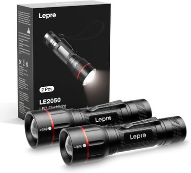 LED ліхтар Lepro LE000: надпотужний, 5 режимів, водонепроникний, з зумом та кліпсою для кемпінгу, туризму, риболовлі та подарунків