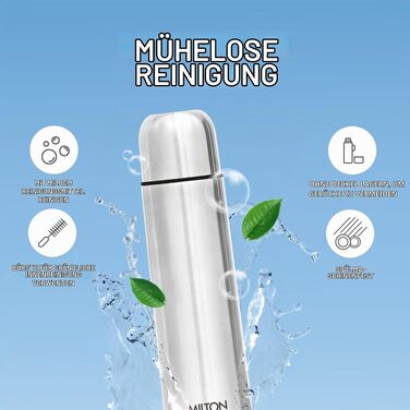 Термос Milton Thermosteel Flip Lid 1000 мл, вакуумна stainless steel пляшка для напоїв (гарячі та холодні), герметична, срібляста