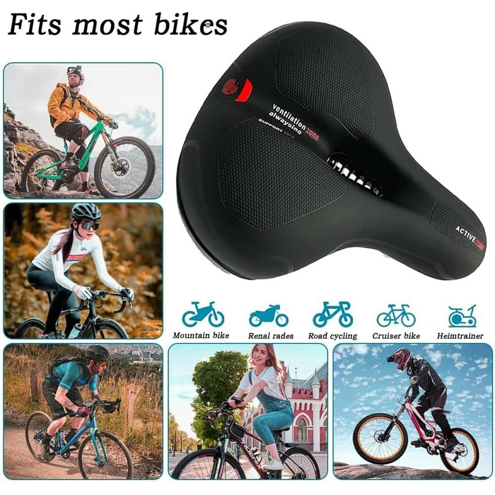 Велосипедне сідло гелеве, комфортне, широке, дихаюче, водонепроникне для жінок та чоловіків