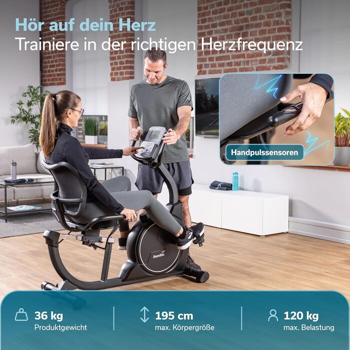 Ергометр велотренажер Skandika Liege P14/P8-H Comfort з Bluetooth та сенсорним екраном до 150 кг