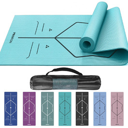 PROIRON Килимок для йоги з неслизькою поверхнею та розміткою. Килимок для фітнесу, йоги та спорту, ідеальний для тренувань.