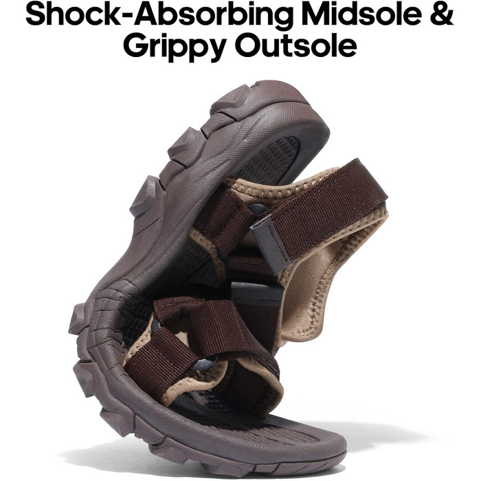 Чоловічі літні сандалії NORTIV 8 для піших прогулянок, спорту та відпочинку на природі (44 EU, Коричневий)