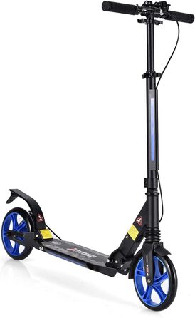 Tretroller GOPLUS Roller Kinder 8 років, City Roller для дітей та дорослих, вантажопідйомність 100 кг, регульована висота, складний, з гальмом та ременем (Блакитний)