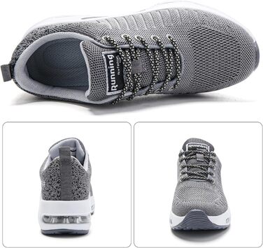 Жіночі кросівки для бігу з підтримкою склепіння стопи, повітряна подушка, комфортні снікерси чорно-білі (39 EU, сірий)