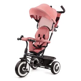 Триколісний велосипед Kinderkraft ASTON для дітей від 9 місяців до 25 кг, з батьківською ручкою, поворотним сидінням, кошиком та дахом, Рожевий