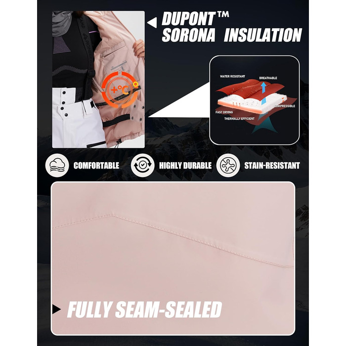 Жіноча зимова куртка Pioneer Camp для сноубордингу, походів та активного відпочинку. Тепла, вітро- та водовідштовхувальна, білий колір, розмір XXL (рожевий)