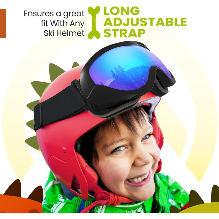 Дитяча лижна маска OutdoorMaster з UV-захистом, сумісна з шоломом, чорна оправа, REVO-синя лінза VLT 15%