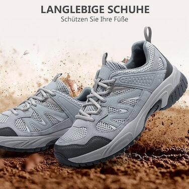 Черевики для туризму чоловічі Outdoor, підошва не слизька, дихаючі, трекінгові, легкі, комфортні, чоловічі черевики для хайкінгу (42 EU, світло-сірий, чорний)