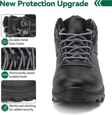 Зимові черевики для чоловіків та жінок – теплі, з підкладкою, снігові черевики, легкі, нековзні, для активного відпочинку та повсякденного носіння (36 EU, чорний Gb1172)