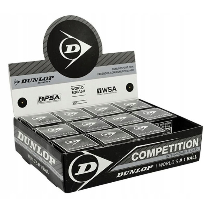 М'ячі для сквошу Dunlop Competition (жовта крапка), 12 шт.