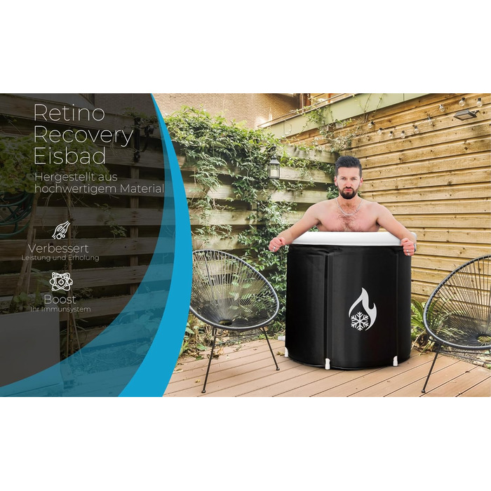 Ванна для криотерапії Retino™ XXL з кришкою, сидінням та термометром (Wim Hof Method)