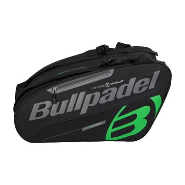 Сумка для тенісу Bullpadel Tour чорна з зеленими деталями для 2-х ракеток + одягу