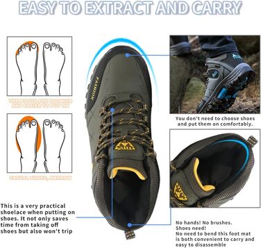 Черевики для хайкінгу чоловічі та жіночі, водонепроникні, туристичні черевики, outdoor взуття, зручні, легкі, для кемпінгу, зелені, 39 EU