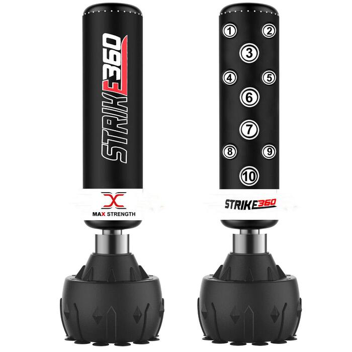 Боксерський мішок Target Heavy Duty для боксу, MMA та фітнесу зі стійкою (1.8м/1.5м/1.2м) Strike 360 Black/White 183 см