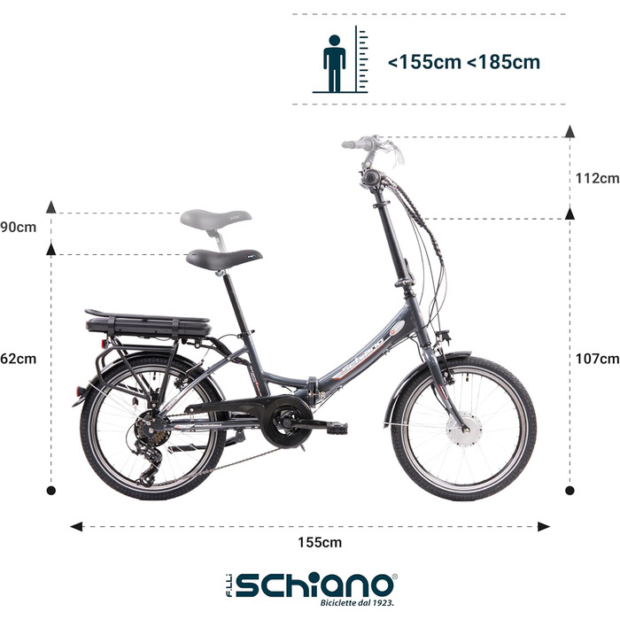 Електровелосипед F.lli Schiano E-Star 20'' складаний, 7-ступеневий, для дорослих, чоловіків і жінок, до 25 км/год, комфортний міський e-bike з мотором