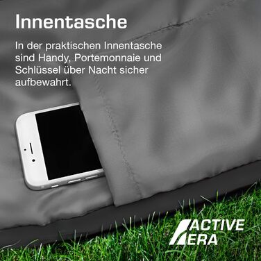 Сплячий мішок Active Era Mumienschlafsack: зимовий, літній, водонепроникний, легкий, температурний режим -10°C до 10°C, компактний, для кемпінгу (Чорний)