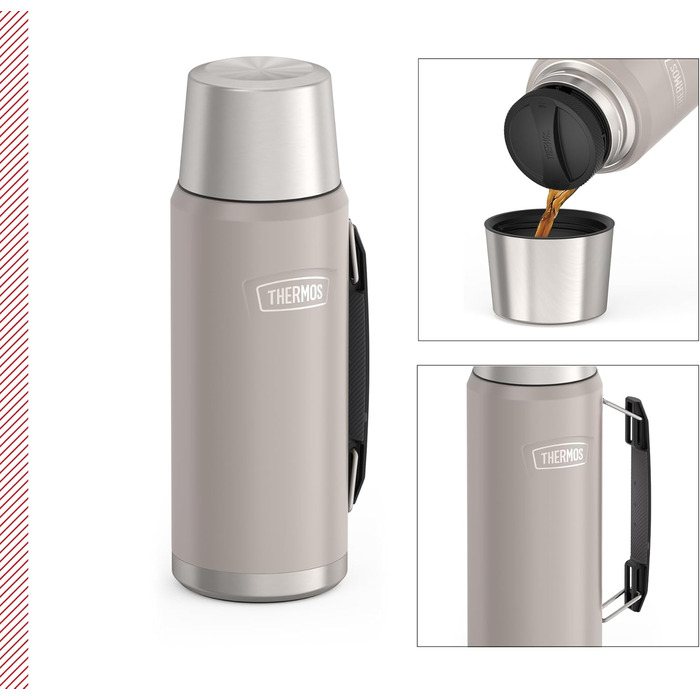 Термос для напоїв Thermos Icon 1,2 л, бежевий, ізольована пляшка з чашкою, термокружка з ручкою, 24 год гаряче/холодне, герметичний, BPA-free, можна мити в посудомийній машині