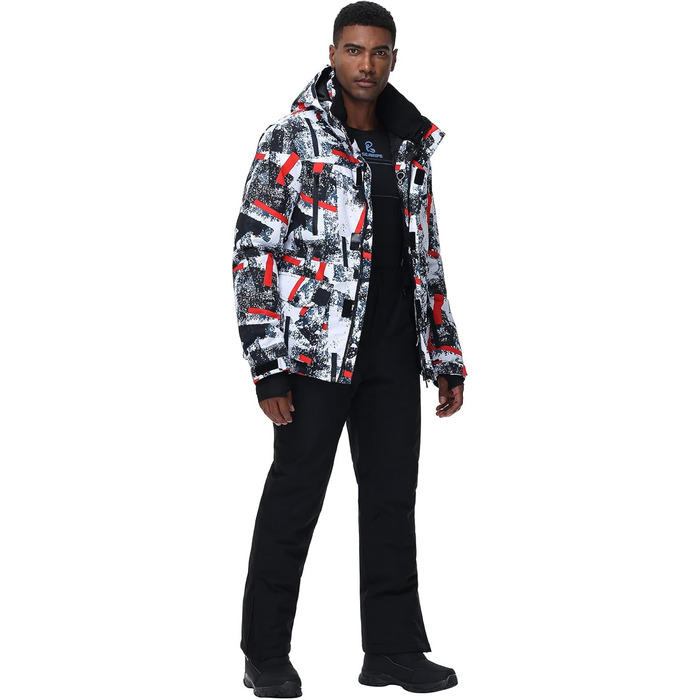 Костюм чоловічий гірськолижний HOTIAN, комплект куртка та штани, теплий зимовий костюм для сноубордингу, катання на лижах, походів, альпінізму, XL, червоно-біло-чорний