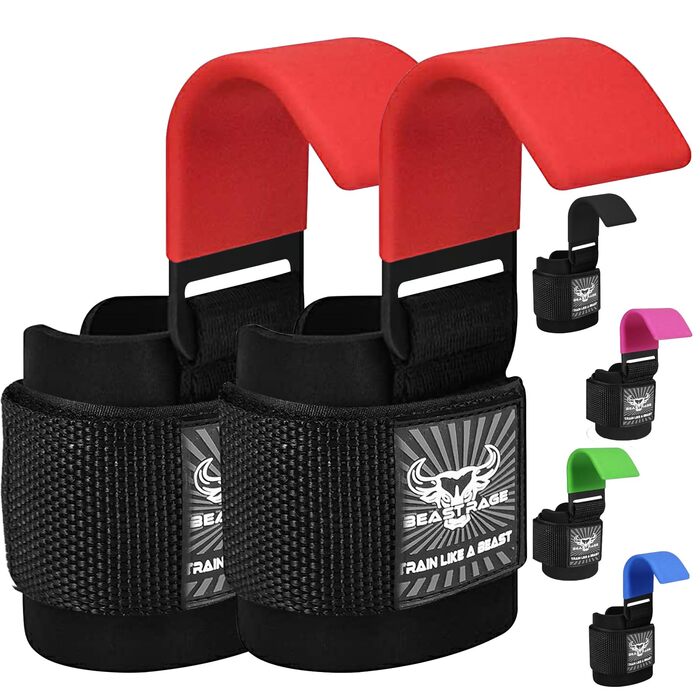 Набори для важкої атлетики BEAST RAGE: хрестовини, ремені для зап'ястя, неопренові пов'язки, неслизькі фітнес-бандажі для чоловіків та жінок (червоний)
