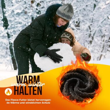 Рукавички PULIOU для чоловіків та жінок, зимові, теплі, для велосипеда, спорту, бігу, з сенсорним екраном, вітростійкі, антиковзні, чорні