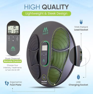Масажер для ніг TENS та EMS Medi-Boost | Зменшує набряки, Plantarfasciitis, артрит, болі в ногах та спині | Медичний сертифікат