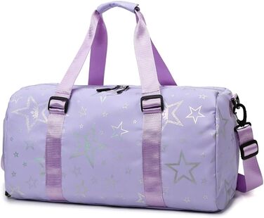 Дитяча спортивна сумка-рюкзак з відділенням для взуття та мокрих речей, спортивна сумка для дівчаток з принтом зірок (зелена, фіолетова)