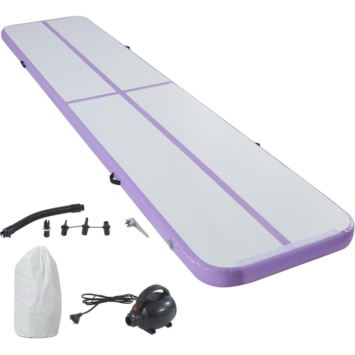 Надувна гімнастична мата LSLIFE для дому: 3м, 4м, 5м, 6м, товщина 10см, з електричним насосом. Підходить для гімнастики, йоги, акробатики, тренувань дітей.