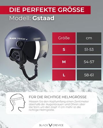 Шолом гірськолижний BLACK CREVICE Gstaad з візором (navy/white) | Полікарбонат, регулювання розміру, дихаючий | для чоловіків та жінок