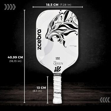 Ракетка для піклболу The Queen Carbon Fiber, карбонова поверхня, захисна обгортка, сертифікована USA Pickleball