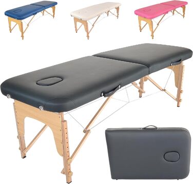 Мобільний масажний стіл 2 зони Basic 185x60 см, складаний, 11,8 кг, косметологічна кушетка, чорний
