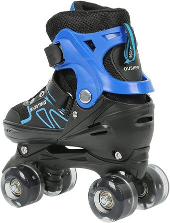 Інлайнери для дітей та дорослих: ролики для катання на роликах з великими колесами 76 мм, регульовані ролики для безпечного катання на вулиці, подарунок для дітей та підлітків, розмір M, червоно-чорний та синій