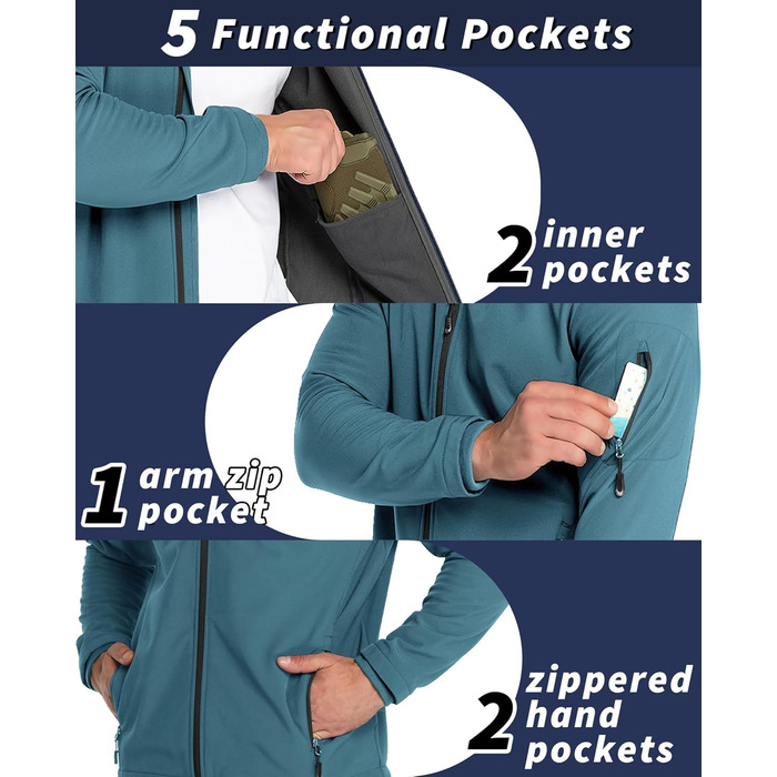 Чоловіча водонепроникна вітровка-софтшелл Jacke Herren 4XL блакитна. Куртка для туризму та активного відпочинку з капюшоном
