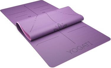 Килимок для йоги YOGATI, неслизький та товстий, з позначками для вирівнювання тіла, спортивний килимок для дорослих та дітей, ідеальний для пілатесу та фітнесу