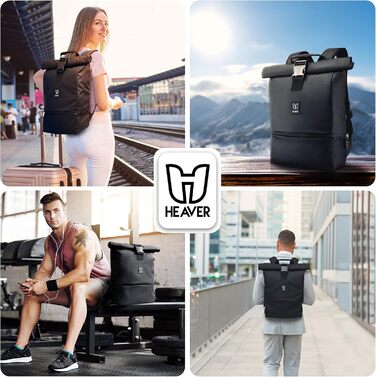 Рюкзак HEAVER Rolltop з відділенням для ноутбука, водонепроникний, універсальний для жінок та чоловіків, міський рюкзак для навчання та повсякденного використання, великий об'єм