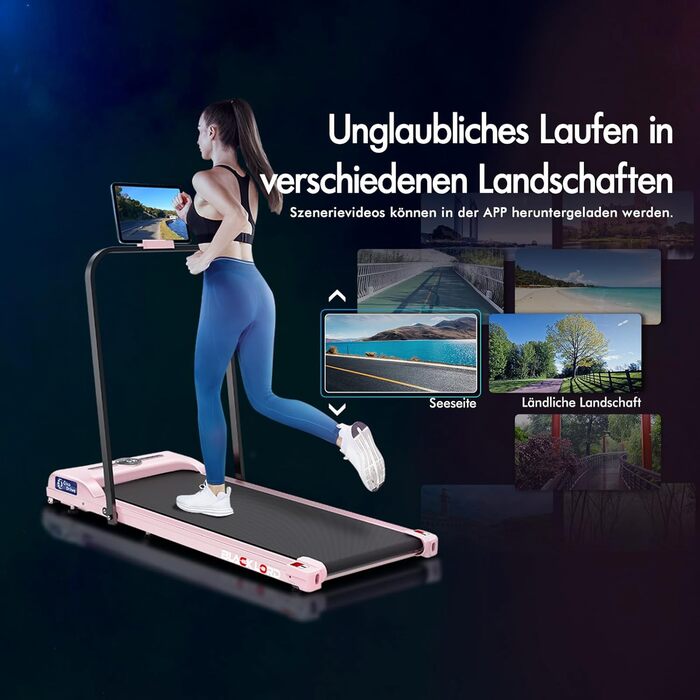 Walkingpad SL9H - Рожевий біговий тренажер: компактний, тихий, з LED-дисплеєм та мобільною програмою для дому та офісу