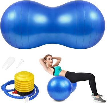 Фітнес-пенопластовий м'яч Flintronic 90x45 см для йоги, пілатесу та балансу, арахісовий гімнастичний м'яч для дітей з насосом, фіолетовий