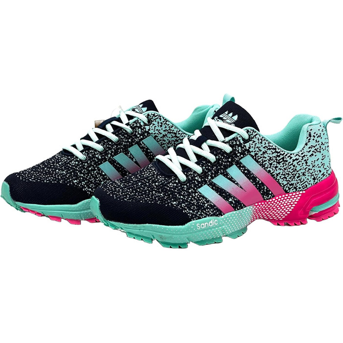 Кросівки для бігу чоловічі та жіночі, спортивні, повсякденні, для активного відпочинку, включаючи великі розміри (39 EU, темно-синій, зелений, фуксія)