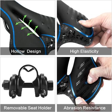 Велосипедне сідло OUXI з гелевою вставкою: комфортне, ергономічне, для чоловіків та жінок, MTB, шосе, гірський велосипед, фітнес-тренажер, міський велосипед, електровелосипед, блакитне