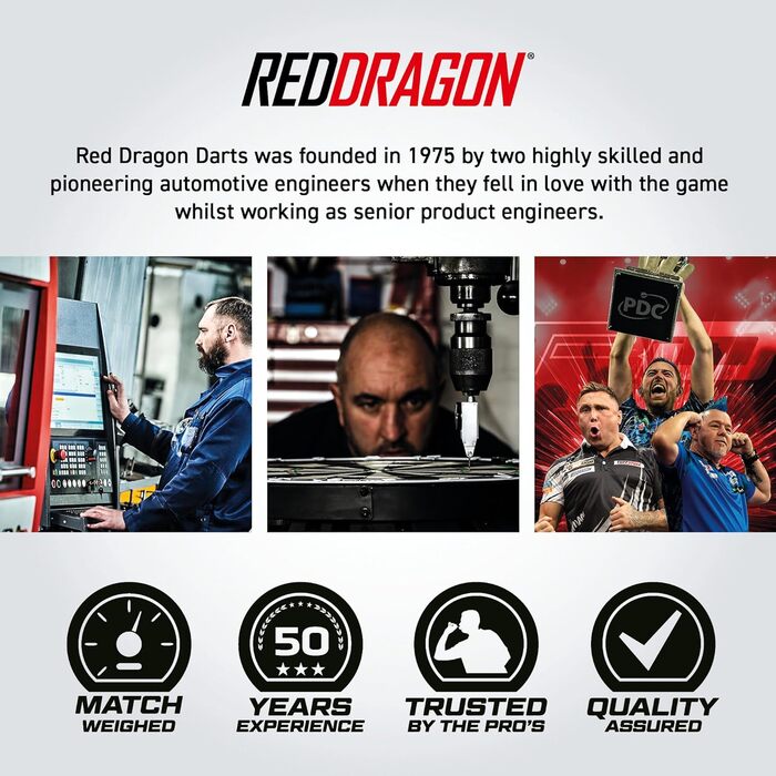 Професійний набір сталевих дартсів RED DRAGON Hell Fire A 24 г, 3 шт. з крилами і стрижнями