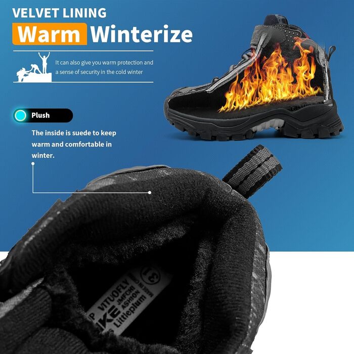 Дитячі зимові черевики Elaphurus: теплі, зручні для ходьби та трекінгу (40 EU, камуфляж чорний)