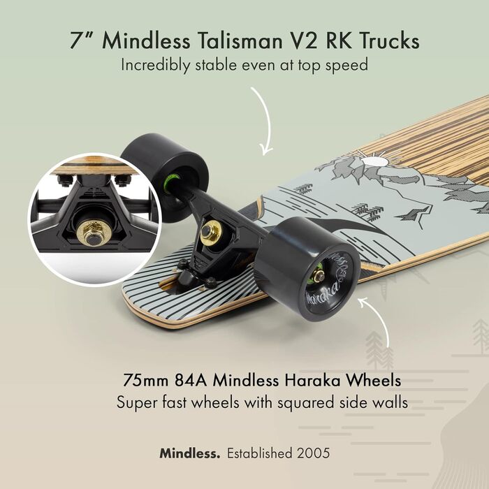 Лонгборд Mindless Lakota Dt IV для дорослих, багатобарвний, 9.75'', натуральний/чорний