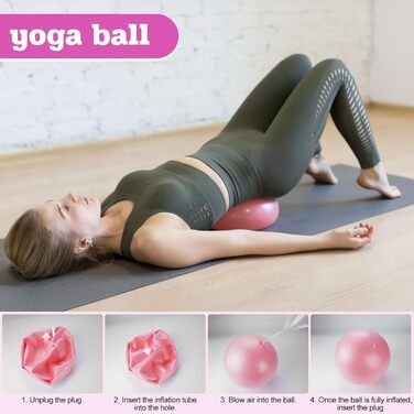 Набір для пілатесу 13 шт: кільце, фітнес-м'яч, еластичні стрічки, масажне кільце, для дому та фітнесу, рожевий