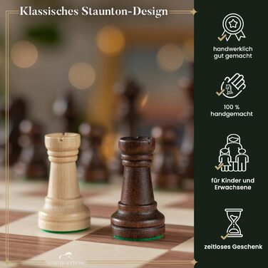 Набір для шахів Tournament Schach Spiel Set NO. 6 | Master Of Chess | Шаховий набір з дерев'яною шахівницею 54x54 см | З шаховими фігурами Staunton з горіха та ясену | Преміум якість