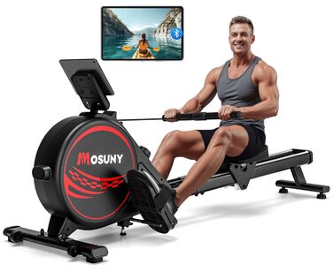 Магнітний тренажер для дому: гребний тренажер з 16 рівнями опору, тиха система, сумісність з додатком, LCD-дисплей, до 160 кг, для фітнесу
