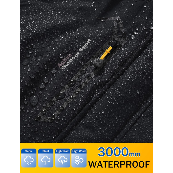 MAGCOMSEN Куртка зимова чоловіча тепла з підкладкою, водонепроникна, для катання на сноуборді та лижах, туристична, робоча знімною капюшоном (Чорно-сірий, XL)