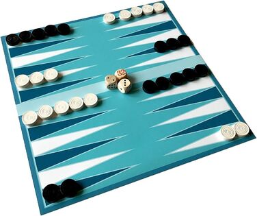Настільна гра бекґеммон Spieltz, середній розмір, червоно-петрольний, білий